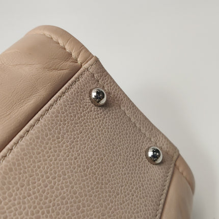 Chanel Deauville Tote Medium Pink Leather Leather Chain Straps