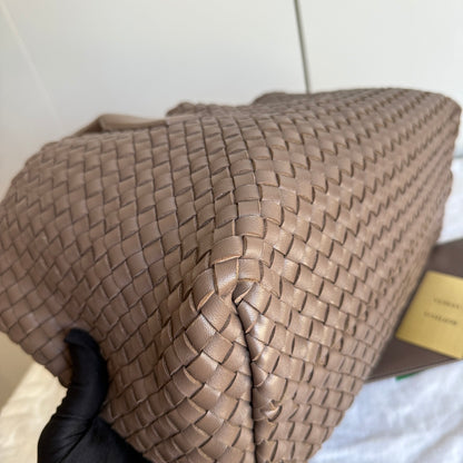 Bottega Veneta Cabat Small Intreccio Leather Tote Bag Milk Chocolate Brown 33cm