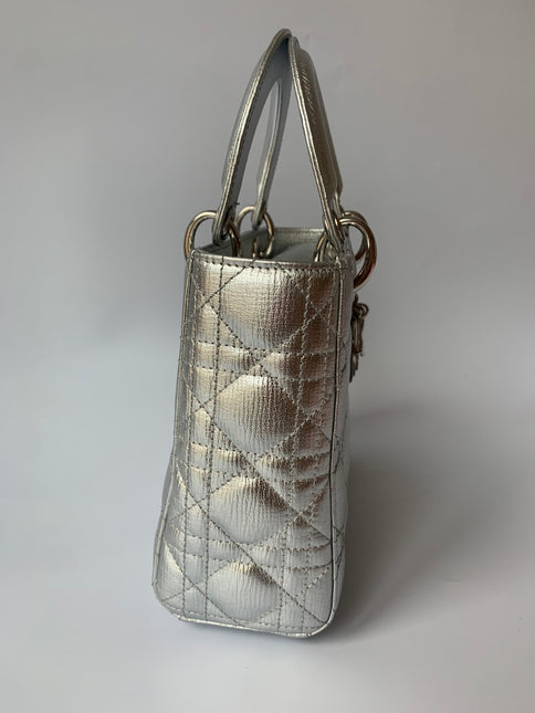Sold Lady Dior ABCdior Small Silver Cannage Lambskin Handbag