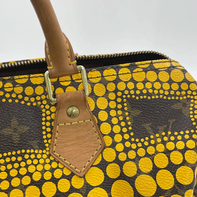 Louis Vuitton Kusama Town Speedy 30 Yellow Top Handle Bag