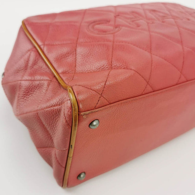 CHANEL Caviar Quilted Large Bowler Bag Red