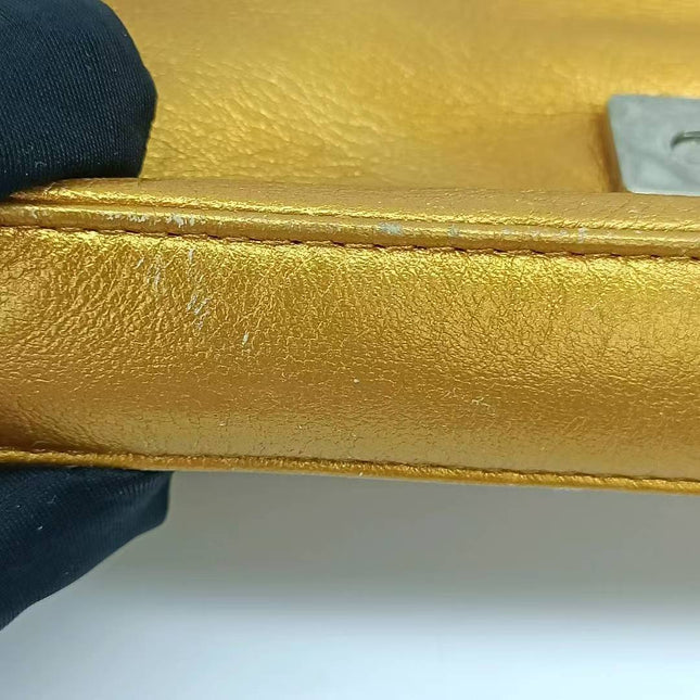 Fendi Baguette Mini Gold Nappa Leather with Beaded Strap