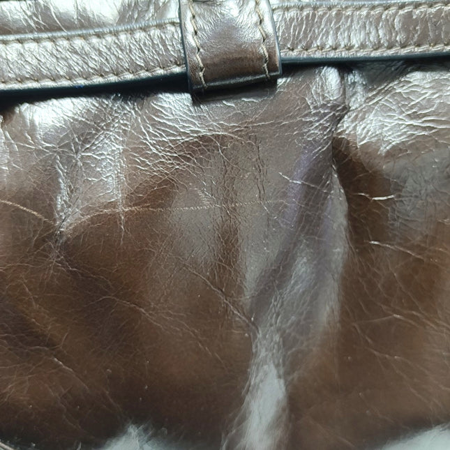 Prada Bonnie Medium Soft Lux Brown Shiny Calfskin Leather Shoulder Bag