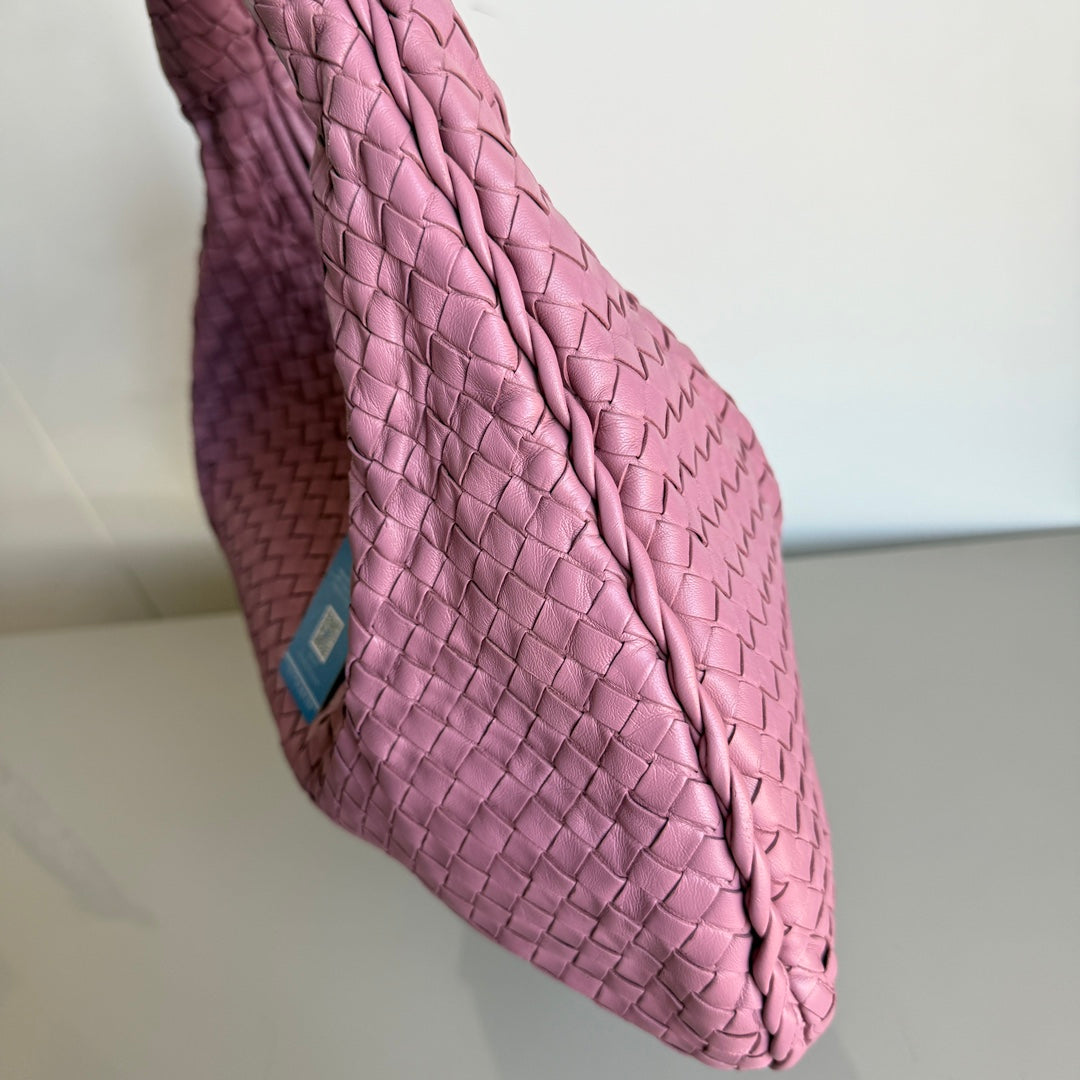 Bottega Veneta Veneta Hobo Medium Bubblegum Pink Intrecciato Leather Bag 48cm