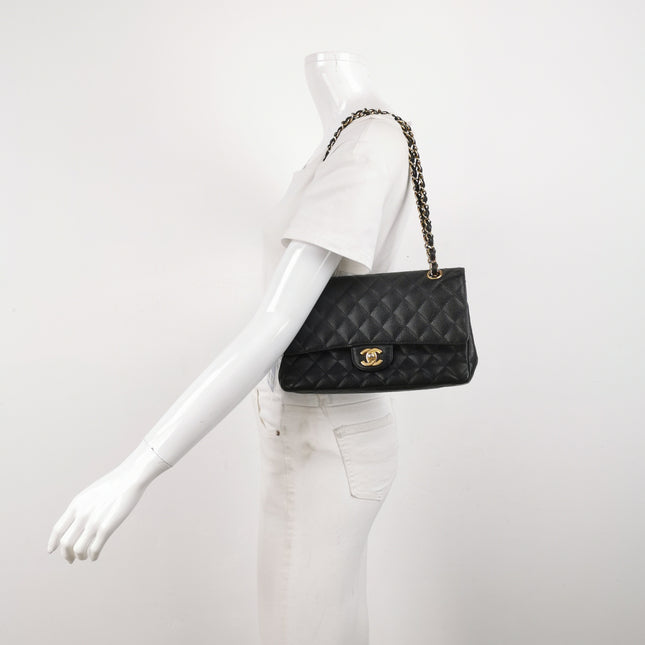 Chanel Classic Flap Medium Black Caviar Leather Gold Hardware, 2009-2010