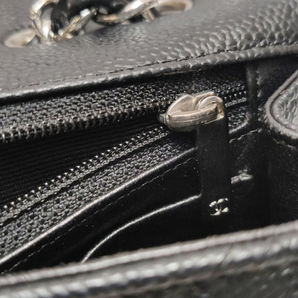 Chanel Classic Flap Jumbo Black Caviar Leather Single Flap Silver Hardware 2006-08