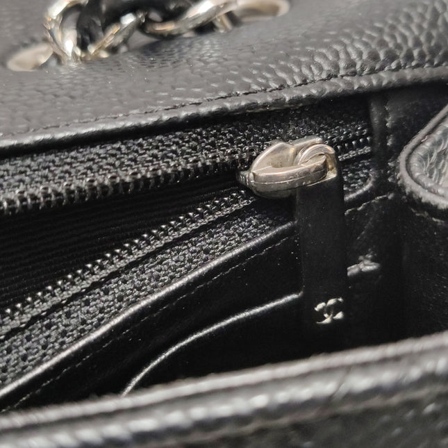 Chanel Classic Flap Jumbo Black Caviar Leather Single Flap Silver Hardware 2006-08