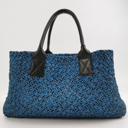 Bottega Veneta Cabat Tote Intreccio Leather Navy and Black 42cm