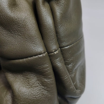 Bottega Veneta Pouch Calfskin Leather Dark Olive Green Large