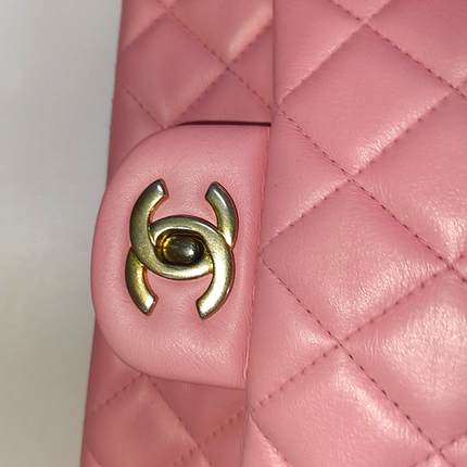 Chanel Classic Flap Rectangular Mini Pink Lambskin Leather Gold Hardware