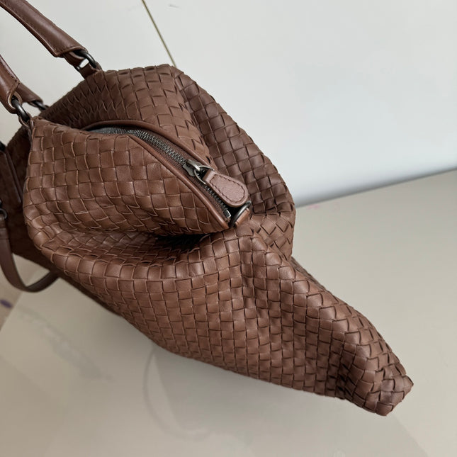 Bottega Veneta Maxi Convertible Tote Bag Hobo Chocolate Brown Leather Two-way Carry 50cm