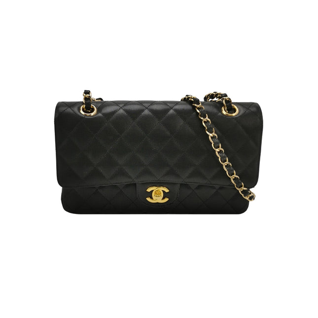 Chanel Classic Flap Medium 2016 Black Pixel Effect Calfskin Leather Gold Hardware
