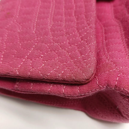 Chanel 2.55 Jumbo Double Flap Pink Fabric Crocodile Print Gold-tone Hardware