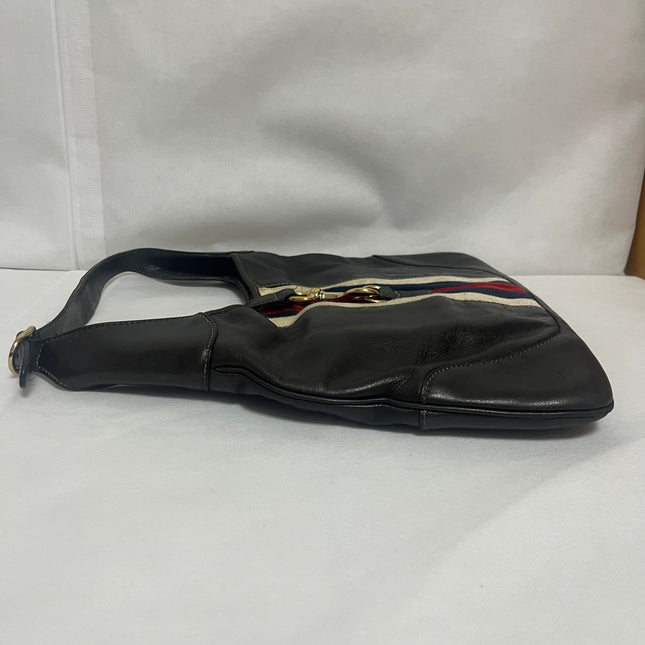 Gucci Jackie Vintage Bouvier Hobo Black Leather with Web Accent