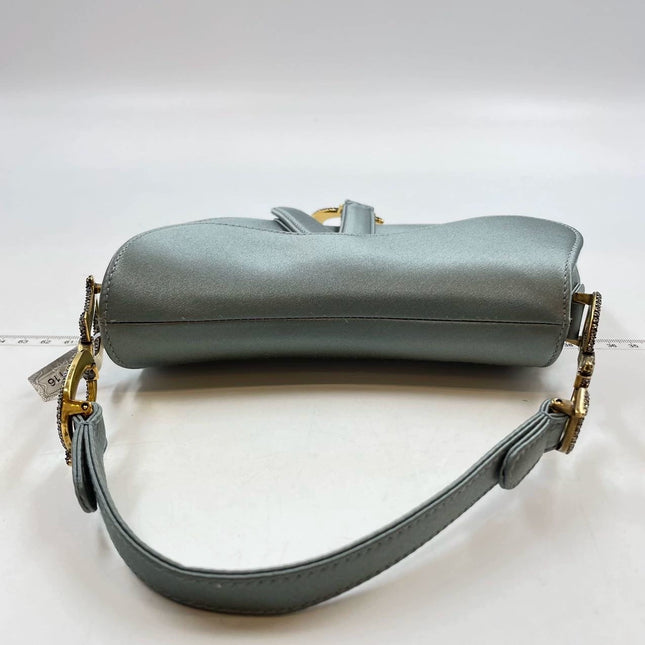 Sold Dior Saddle Mini Silk Greyish Blue with crystals
