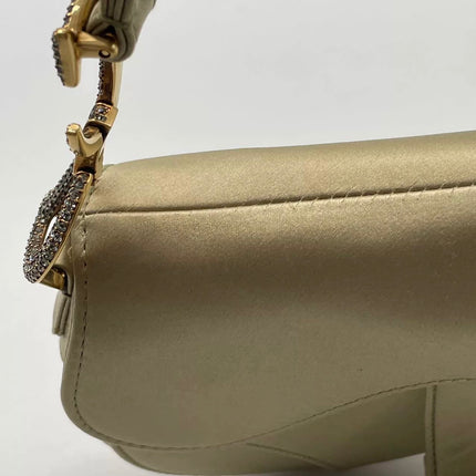 Dior Saddle Mini Silk Handbag Light Gold with Crystals