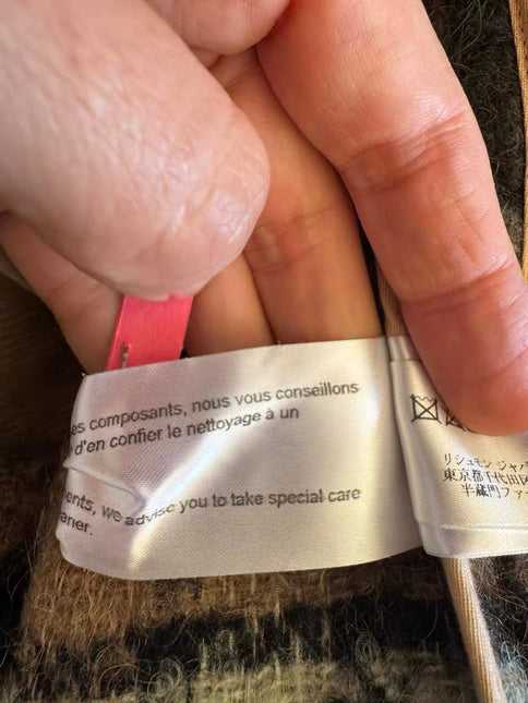 Chloé 2017 Fall/Winter Green Mohair Plaid Coat Oversized Fit Size S