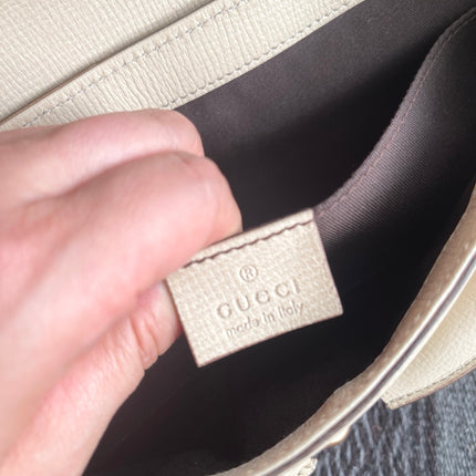Gucci Horsebit 1955 Large White Leather Shoulder Bag