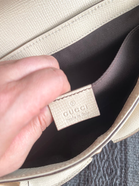 Gucci Horsebit 1955 Large White Leather Shoulder Bag