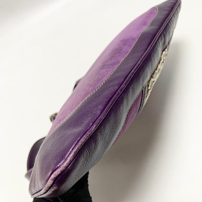 Gucci Jackie Vintage Large Purple Suede Leather Ringlets Decoration