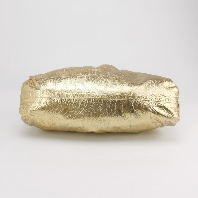 Bottega Veneta Pouch Large Metallic Gold Wrinkled Leather