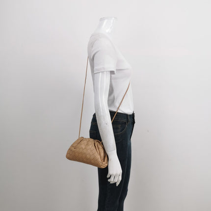 Sold Bottega Veneta Pouch Mini Intrecciato Beige Lambskin Leather Crossbody Bag