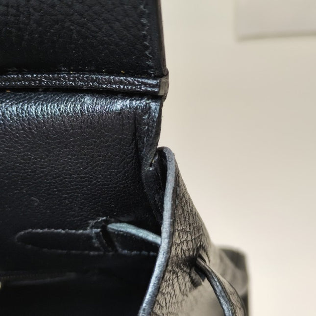 Hermes Birkin 35 Black Calfskin Leather Gold Hardware 1997