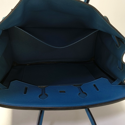 Hermes Birkin 35 Clemence Leather 7W Bleu Izmir Blue Palladium Hardware 2012