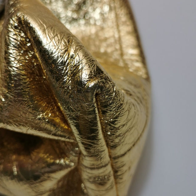 Sold Bottega Veneta Pouch Large Metallic Gold Wrinkled Leather