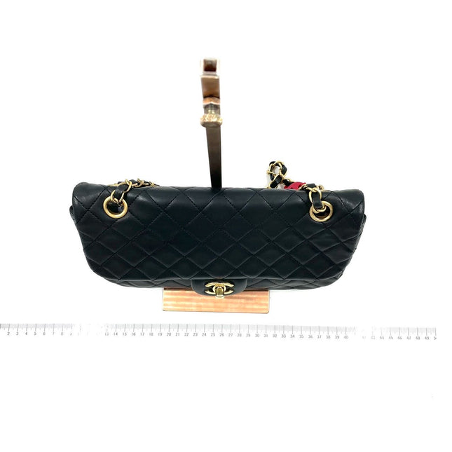Chanel Classic Flap Medium Black Lambskin Leather Valentine Marine Charms