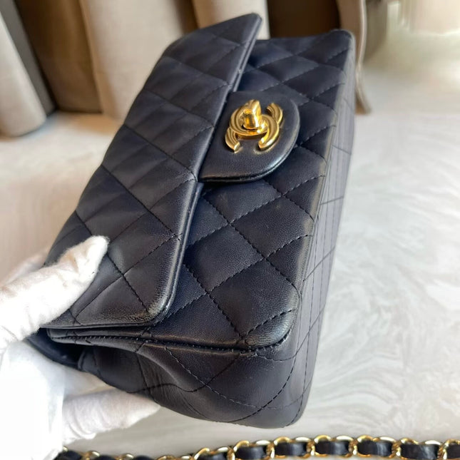 Chanel Classic Flap Rectangular Mini 2015 Navy Lambskin Gold Hardware