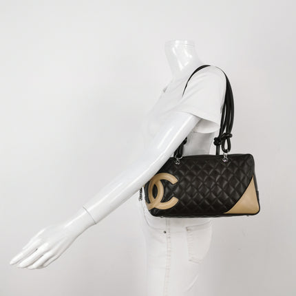 Chanel Cambon Medium Shoulder Bag Chocolate Brown Calfskin Leather Double Strap