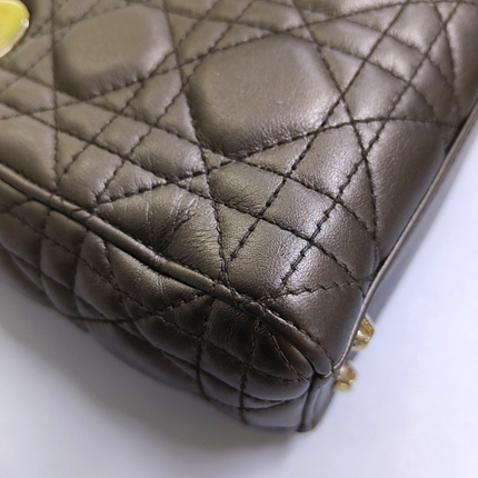 Lady Dior Mini Metallic Copper Gold Cannage Lambskin Gold Hardware Chain Strap