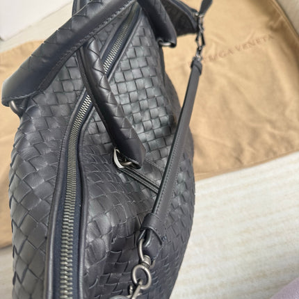 Bottega Veneta Maxi Convertible Tote Bag Hobo Black Leather Two-way Carry 50cm