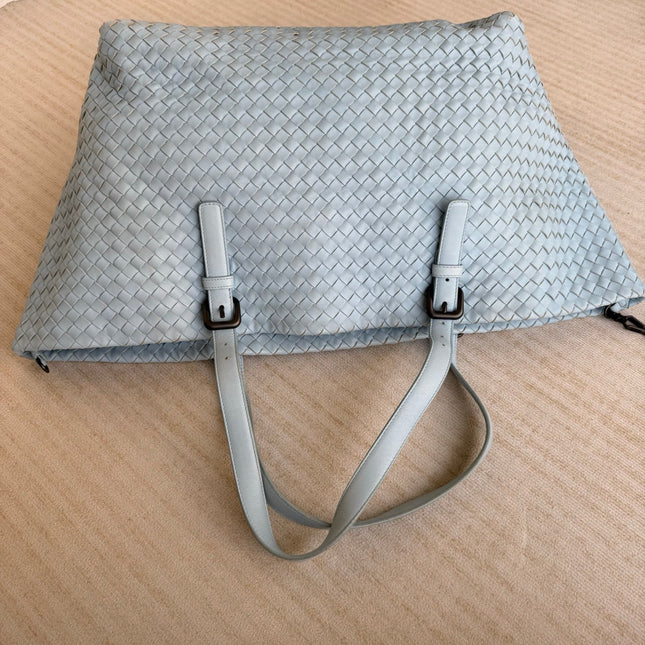 Bottega Veneta Cesta Shopper Tote Intrecciato Blue Leather Medium 40cm
