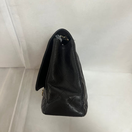 Chanel Classic Flap Maxi Black Caviar Leather Single Flap with Gold Hardware