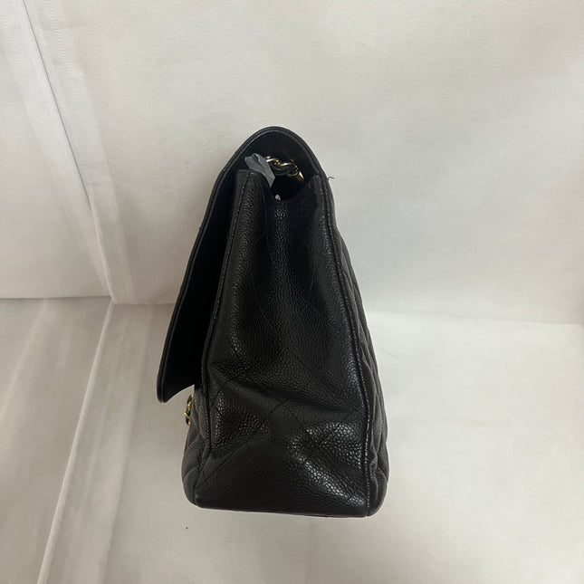 Chanel Classic Flap Maxi Black Caviar Leather Single Flap with Gold Hardware