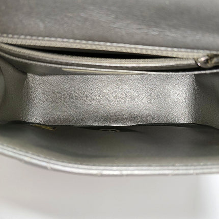 Chanel Classic Flap Mini Square Silver Lambskin Leather