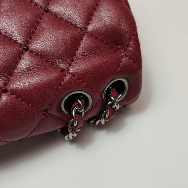 Chanel Seasonal Flap Mini Burgundy Lambskin Leather With Beads
