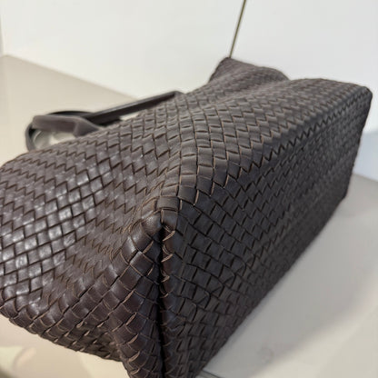 Bottega Veneta Cabat Tote Intreccio Leather Dark Chocolate Brown 40cm