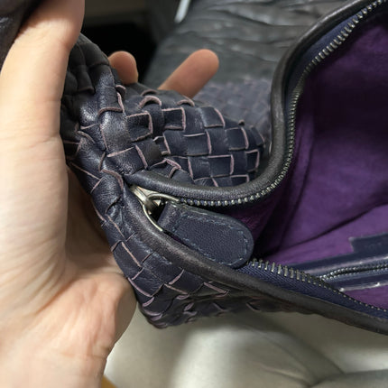 Bottega Veneta Belly Hobo Intrecciato Leather Navy Purple Inside 5077 Medium 40cm-Luxbags