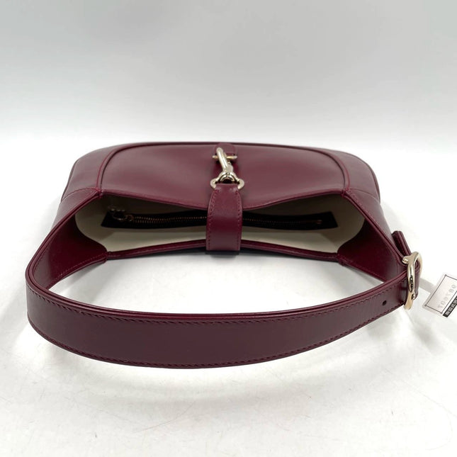 Gucci Jackie 1961 Small Ancora Red Burgundy Leather Shoulder Bag Clasp S24