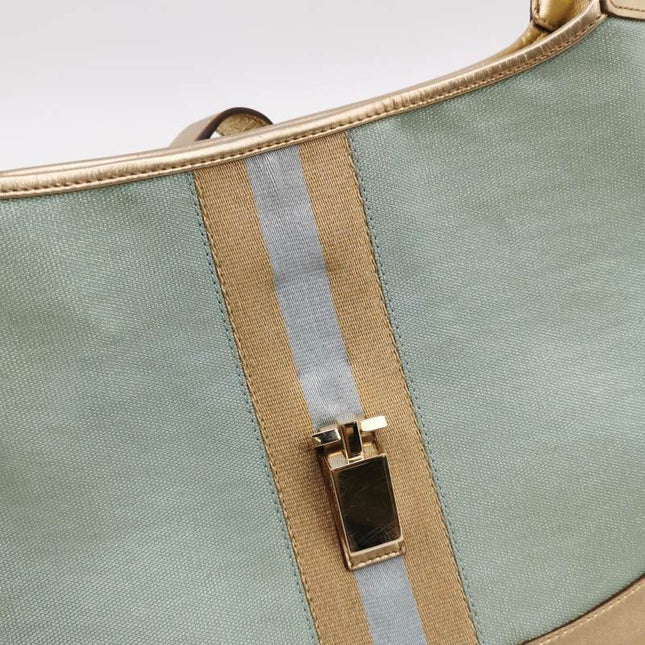 Sold Gucci Jackie Vintage Mini Blue Nylon with Gold Leather Shoulder Bag Medium