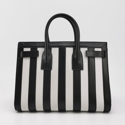 Saint Laurent Sac De Jour Small Black and White Striped Leather Handbag