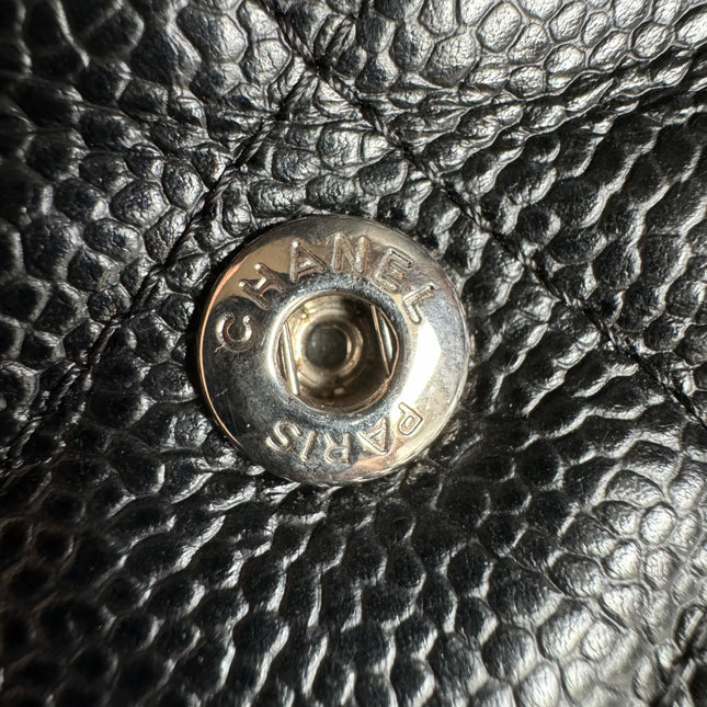 Sold Chanel Classic Flap Jumbo Black Caviar Leather Double Flap with Silver Hardware, 2014
