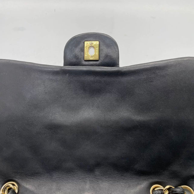 Chanel Classic Flap Maxi 2011 Black Lambskin Leather Single Flap with Gold Hardware