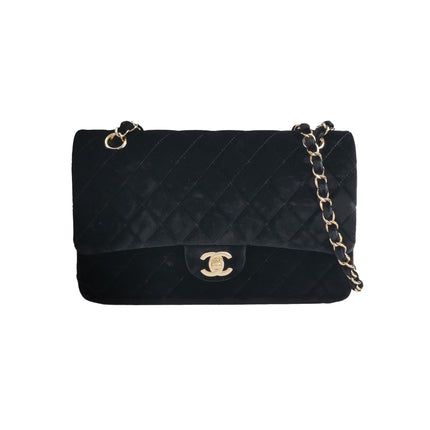 Chanel Classic Flap Medium Black Velvet Gold Hardware, 2014-2015