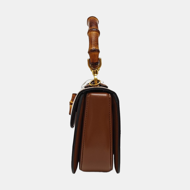 Gucci Bamboo 1947 Small Brown Top Handle Bag Leather with Strap