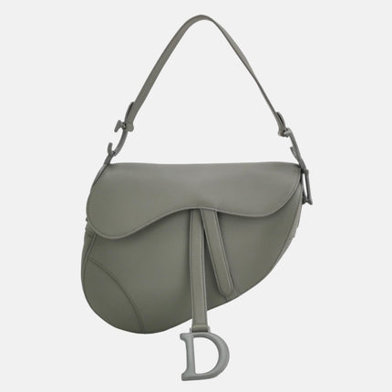 Dior Saddle 2020 Medium Calfskin Leather Matte Monochrome Grey-Luxbags