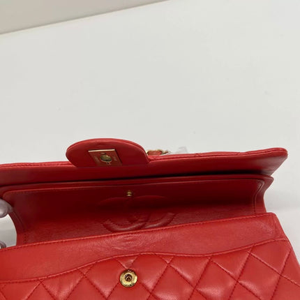 Chanel Classic Flap Medium Red Lambskin Leather with Gold Hardware